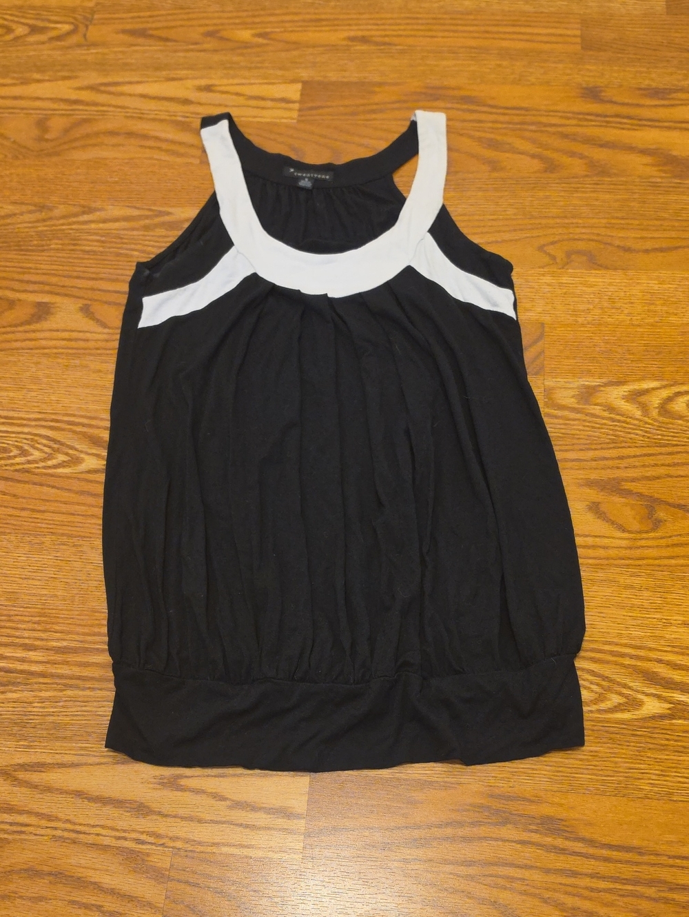 Black Tank Top with White Trim by Dream Out Loud